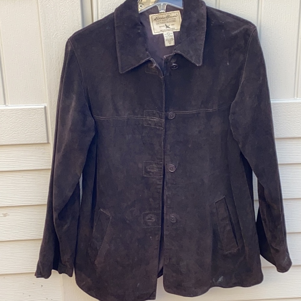Eddie Bauer suede leather jacket heavy winter Tall